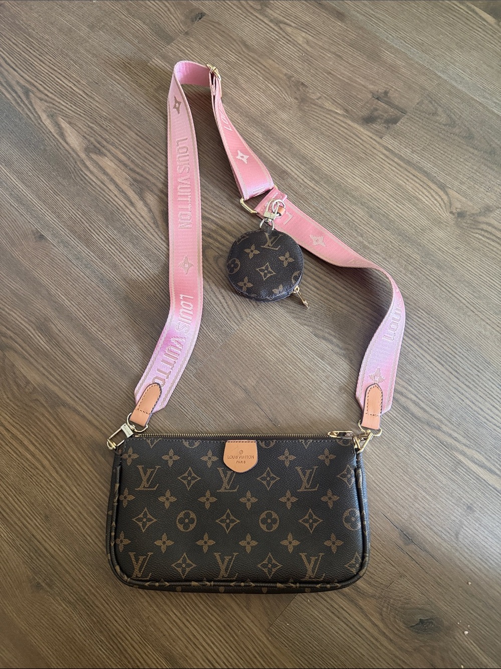 Inspired Crossbody with Pink Strap